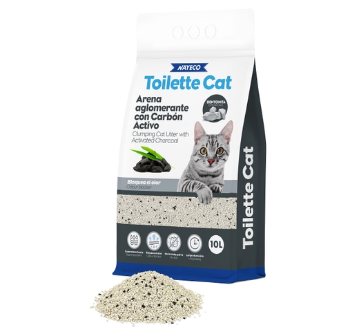 Nayeco Toilette aglomerante bentonita carbón activo 10lt 1